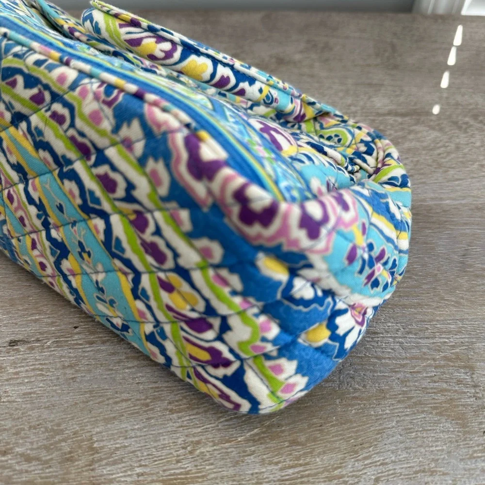 Vera Bradley Bowler Bag Blue Green Pink Paisley Double Handles Pockets Zip Close - Picture 8 of 11